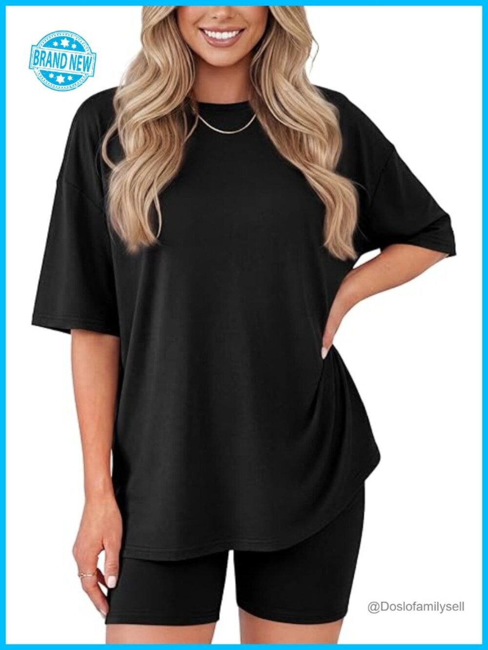 2 Piece Lounge Set - Oversized Tee & Biker Shorts